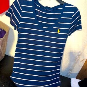 Striped polo v neck thirt sz Lg